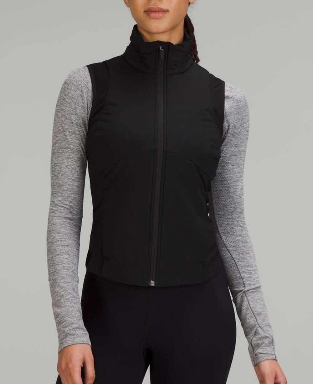 Lululemon Womens Push Your Pace Vest Fleece Size 2 Black Full Zip Athletic Run